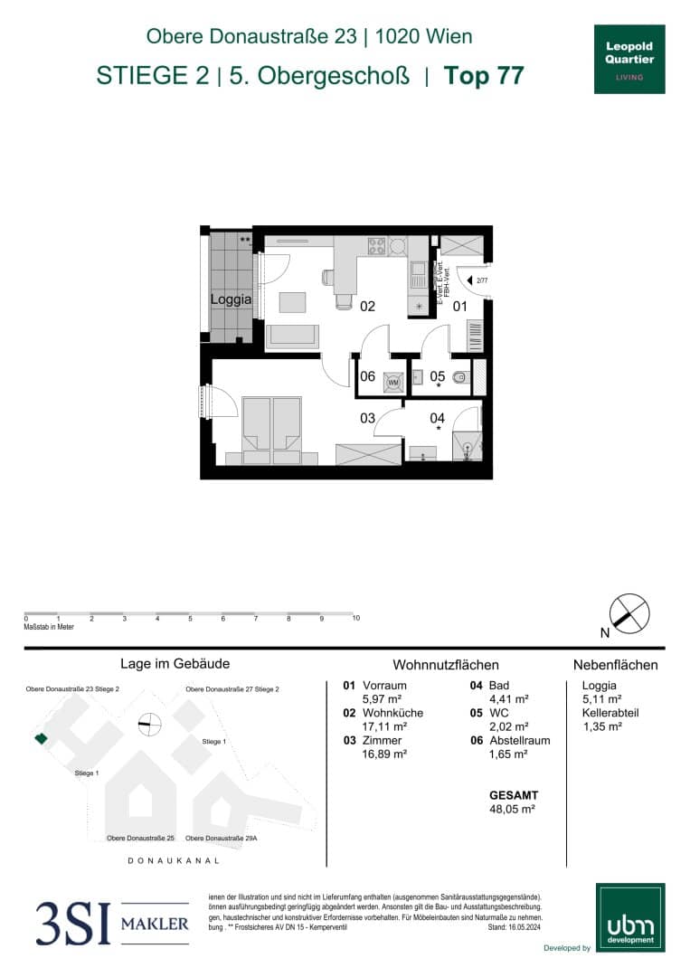 Neubauwohnung mit Loggia nahe Augarten