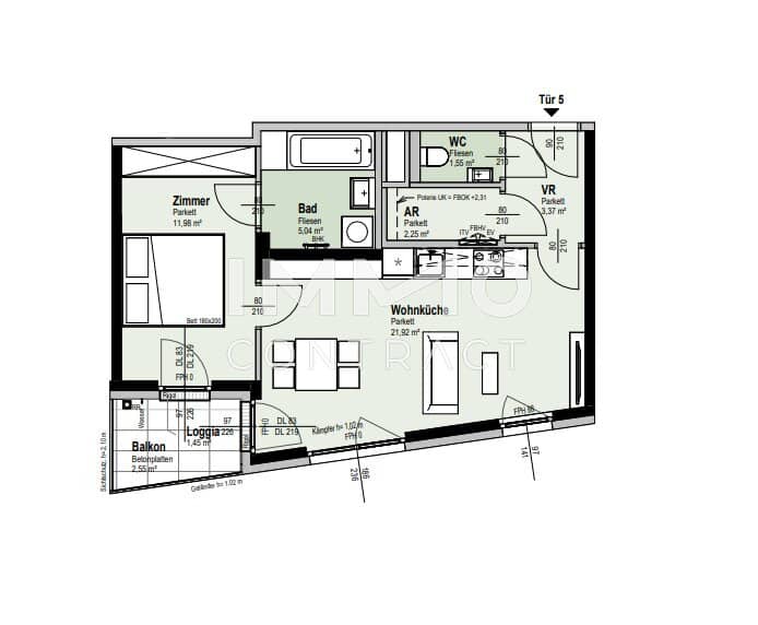 Wohnung nahe der Alten Donau mit Loggia Erstbezug