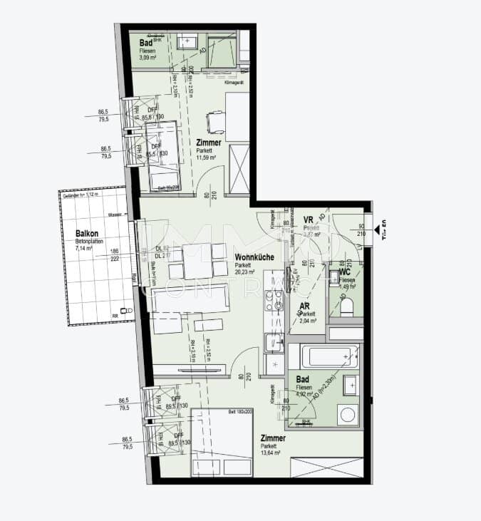Top floor apartment with balcony near the Old Danube