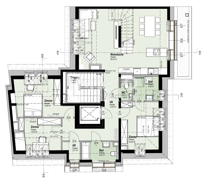 Attic apartment lift access roof terrace