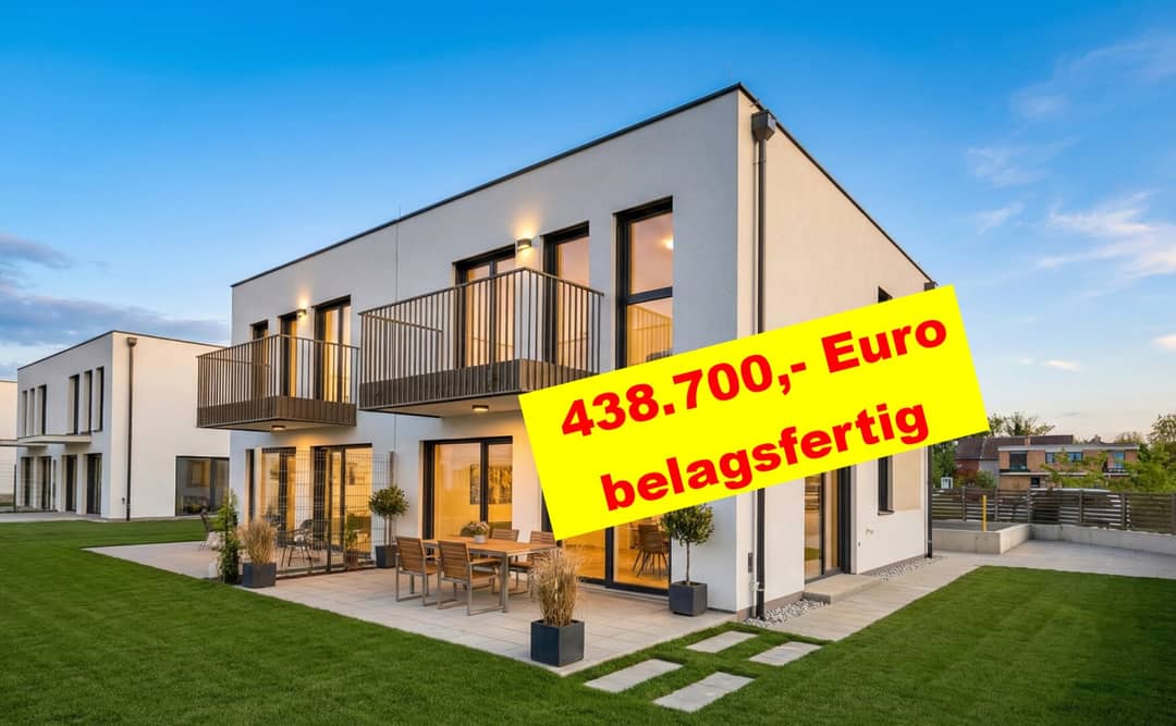 Modern semi-detached house with balcony and terrace