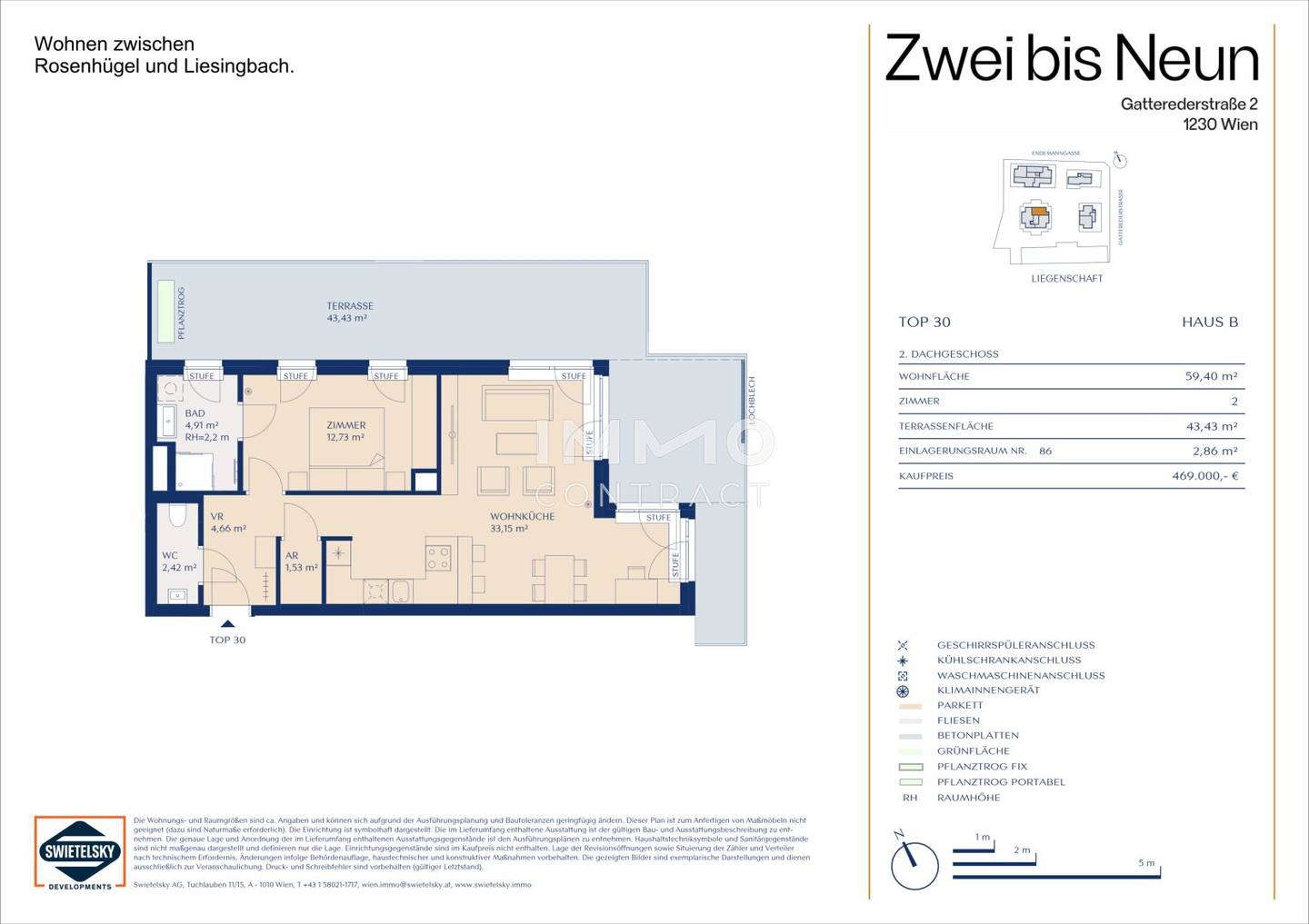 Apartment with large terrace new construction