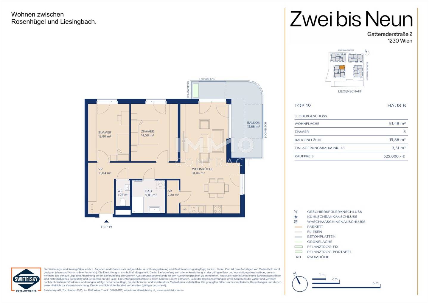 Apartment with balcony in Rosenhügel new build