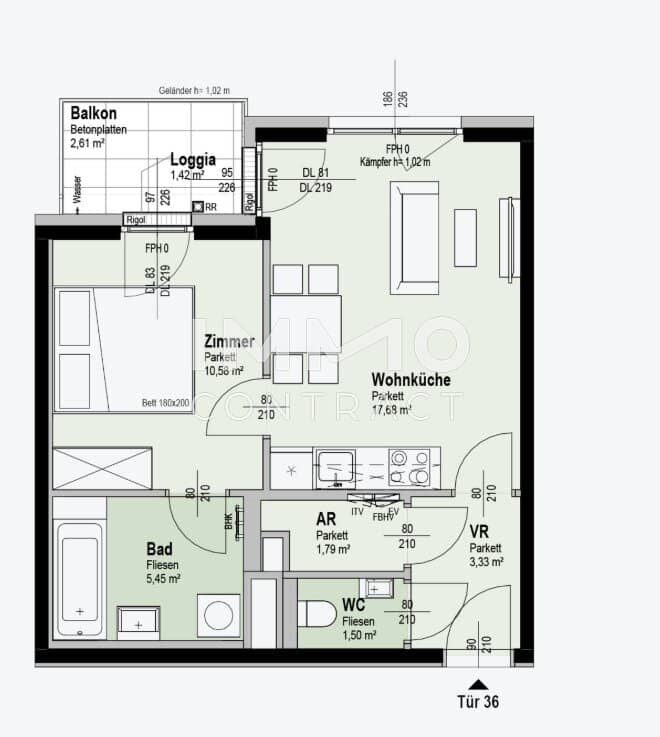 Apartment first occupancy near the Old Danube with balcony