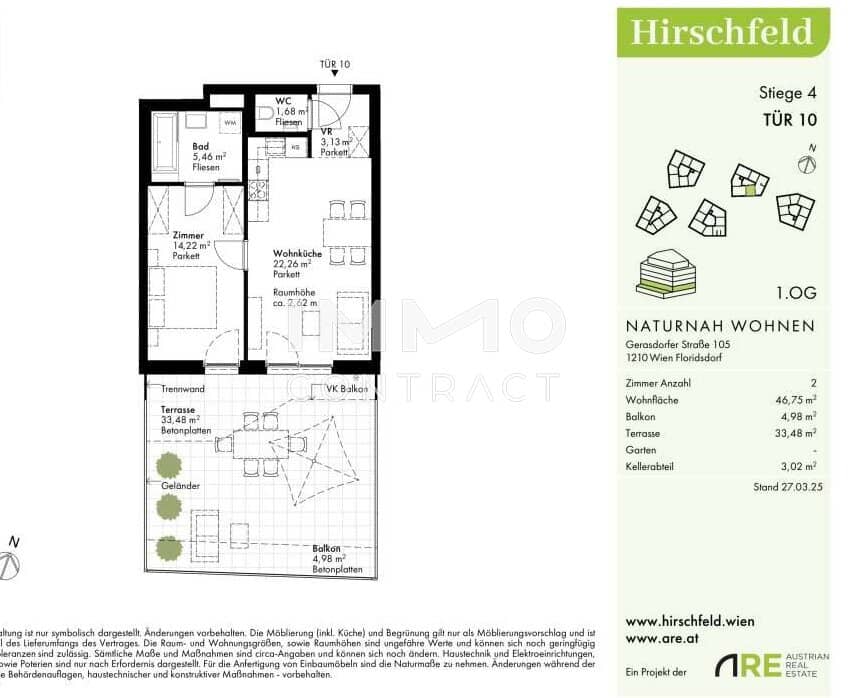 Etagenwohnung Hirschfeld mit großer Südterrasse