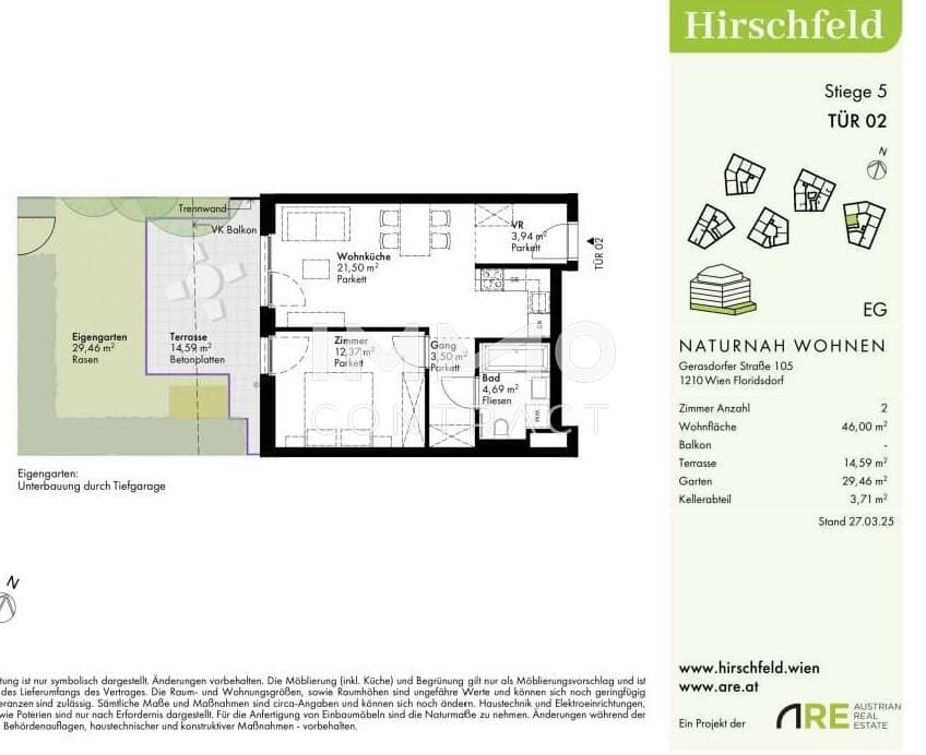 Neubauwohnung mit Garten und Terrasse im Grünen