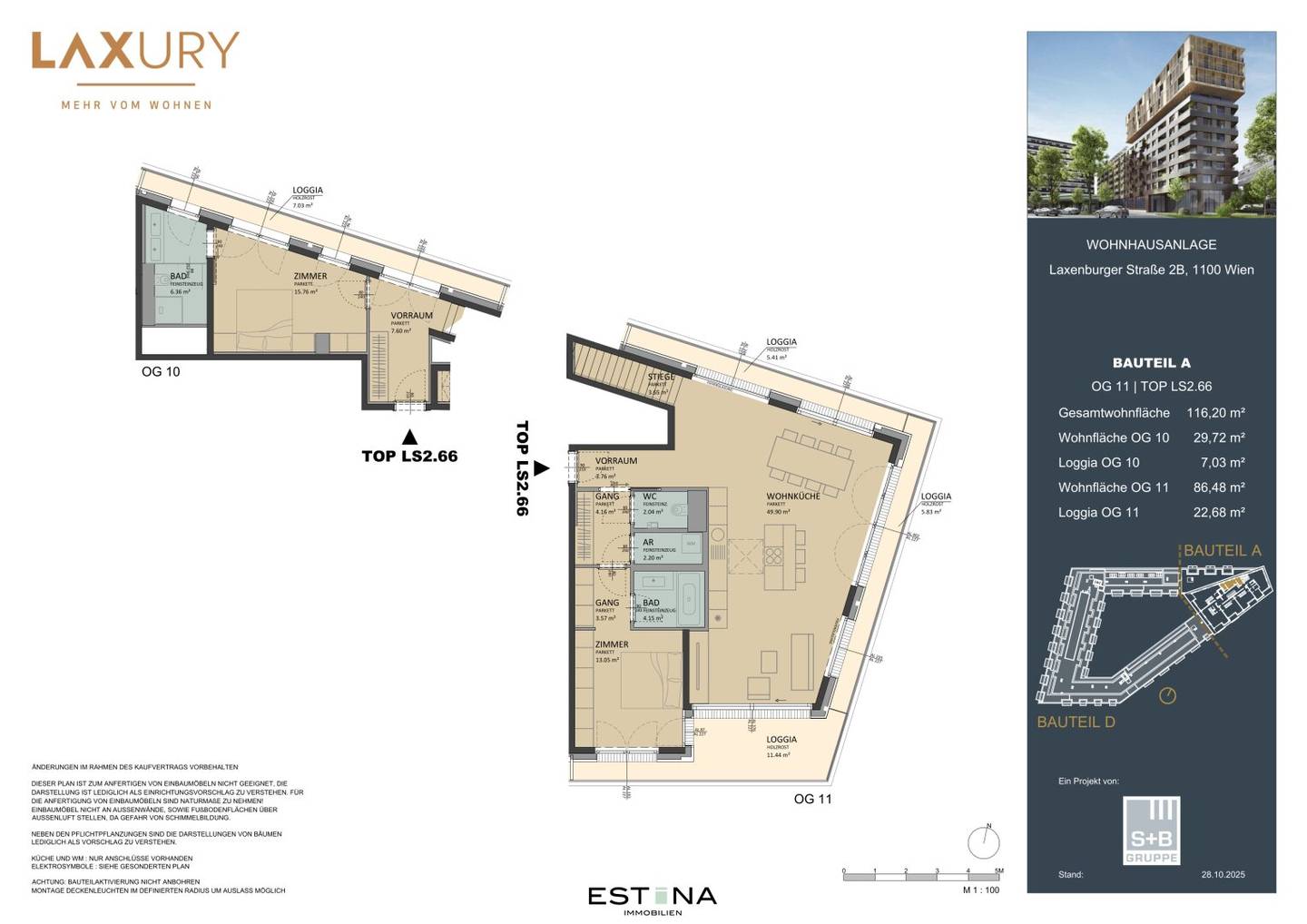 New build apartment with loggia and city view in LAXURY project