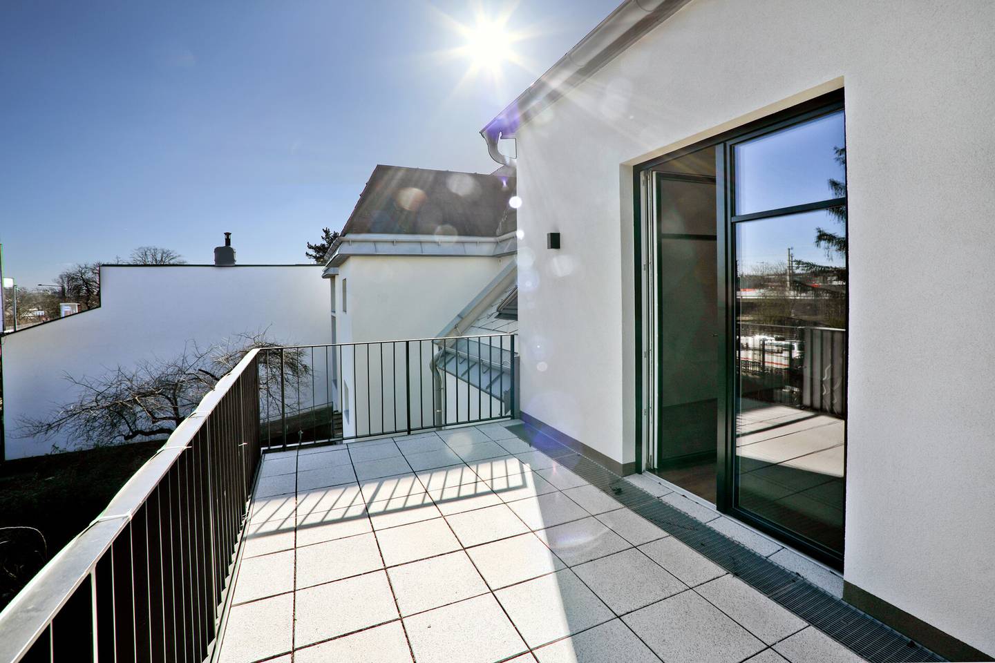 Attic apartment first occupancy balcony green view