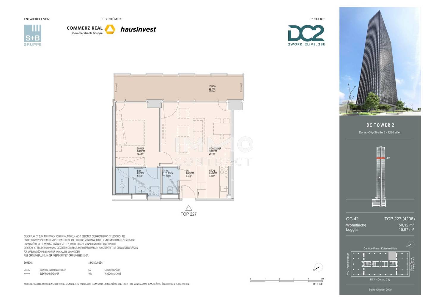DC2 Tower: 2-Zi.-Wohnung 42. OG