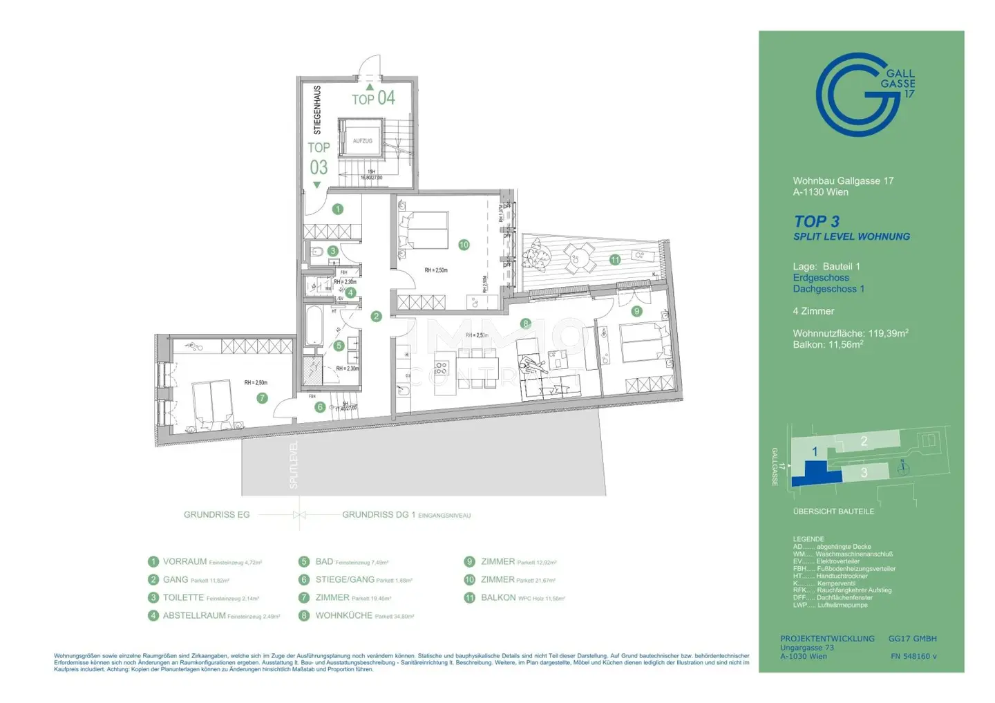 Top floor apartment with courtyard balcony