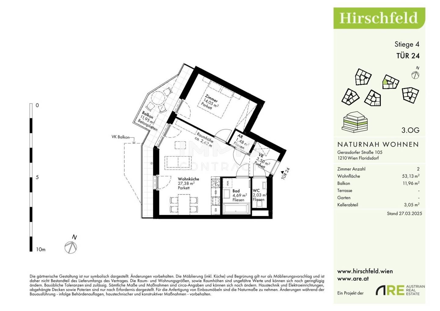 Wohnung new build first occupancy west facing balcony