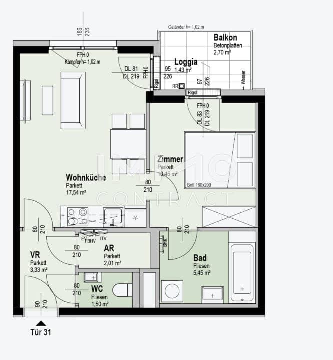 Apartment first occupancy near Old Danube balcony