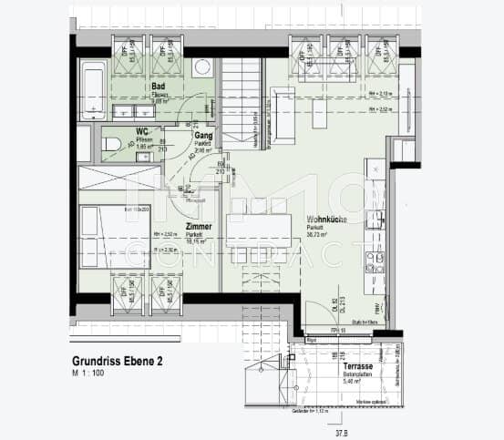 Dachgeschosswohnung mit privater Dachterrasse nahe der Alten Donau