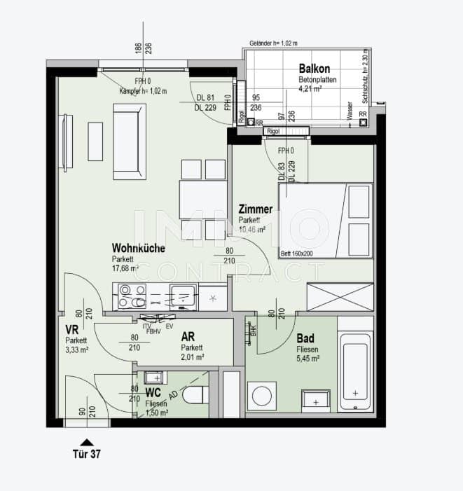 Etagenwohnung first occupancy near Alte Donau