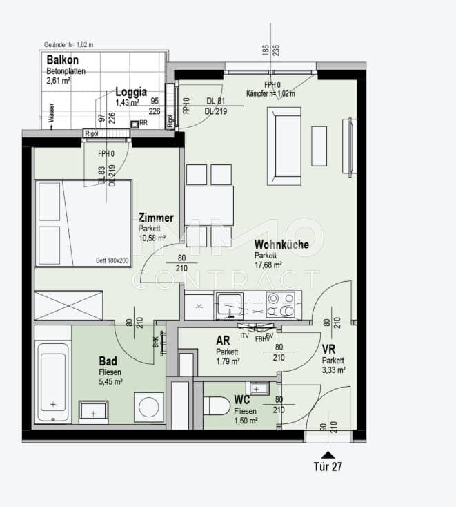 Apartment near the Old Danube with balcony first occupancy