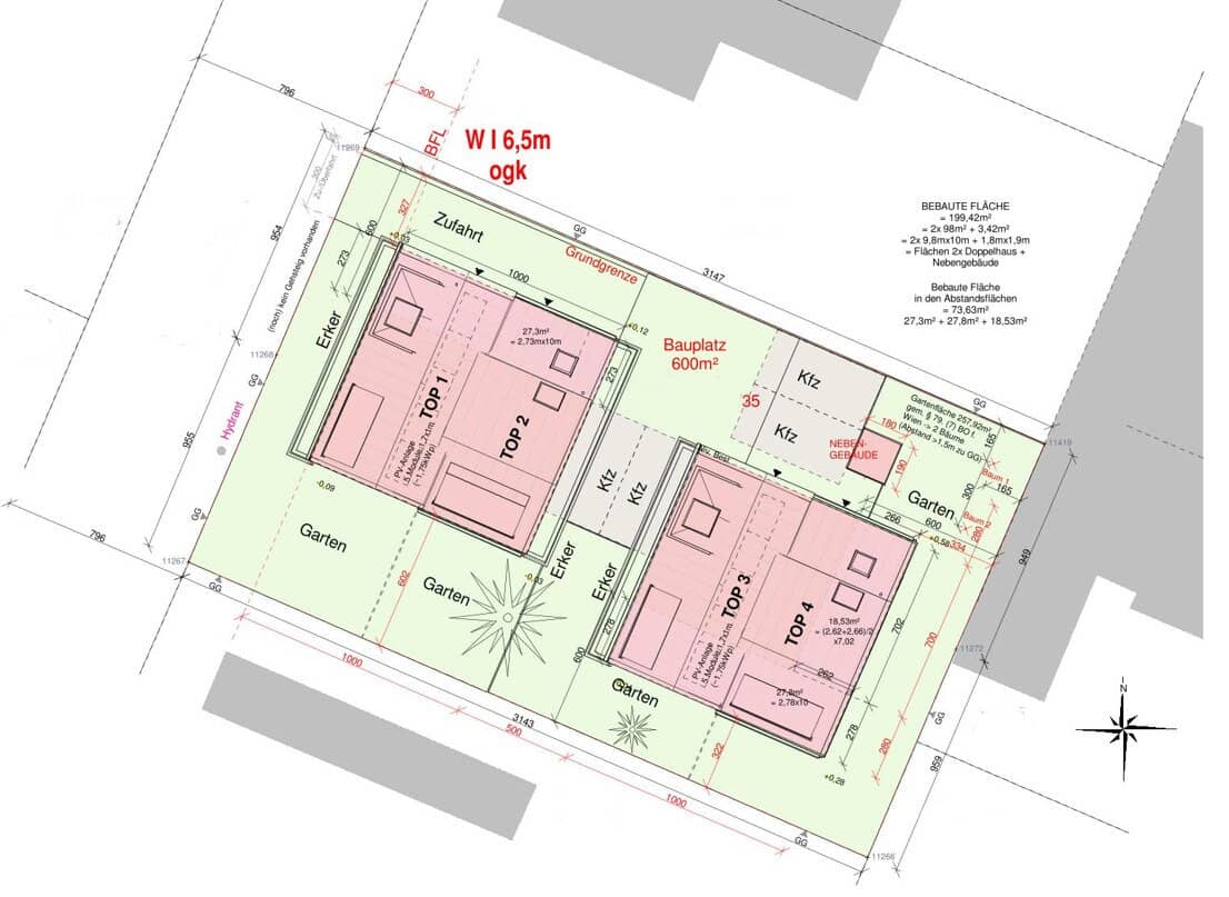 Baugenehmigtes 4-Wohneinheiten-Projekt mit Eigengärten in Donaustadt