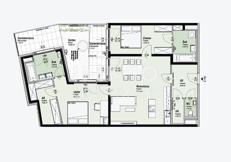 Wohnung near Alte Donau with terrace