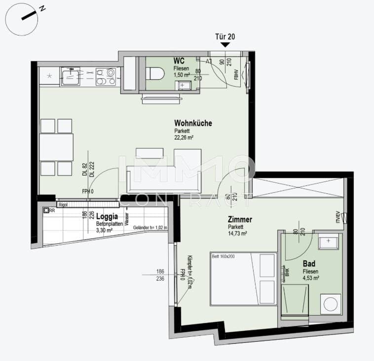 Wohnung ruhige Hoflage nahe Alte Donau Loggia