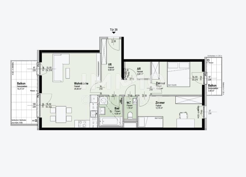 Apartment near Old Danube with two balconies first occupancy