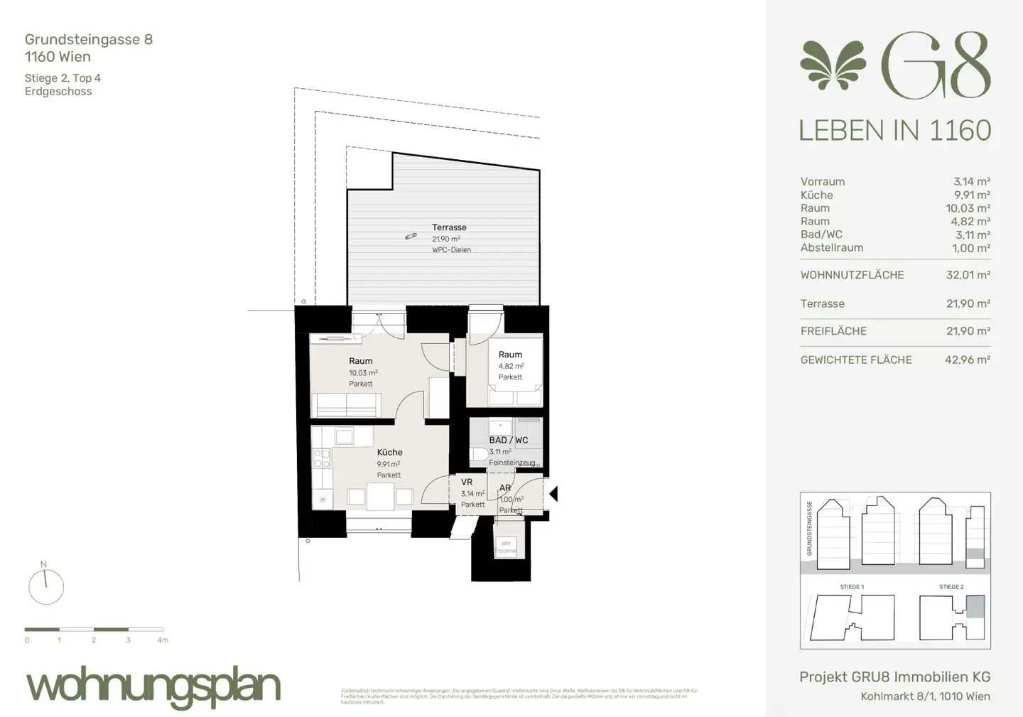 Ground floor Altbau apartment with terrace near Brunnenmarkt