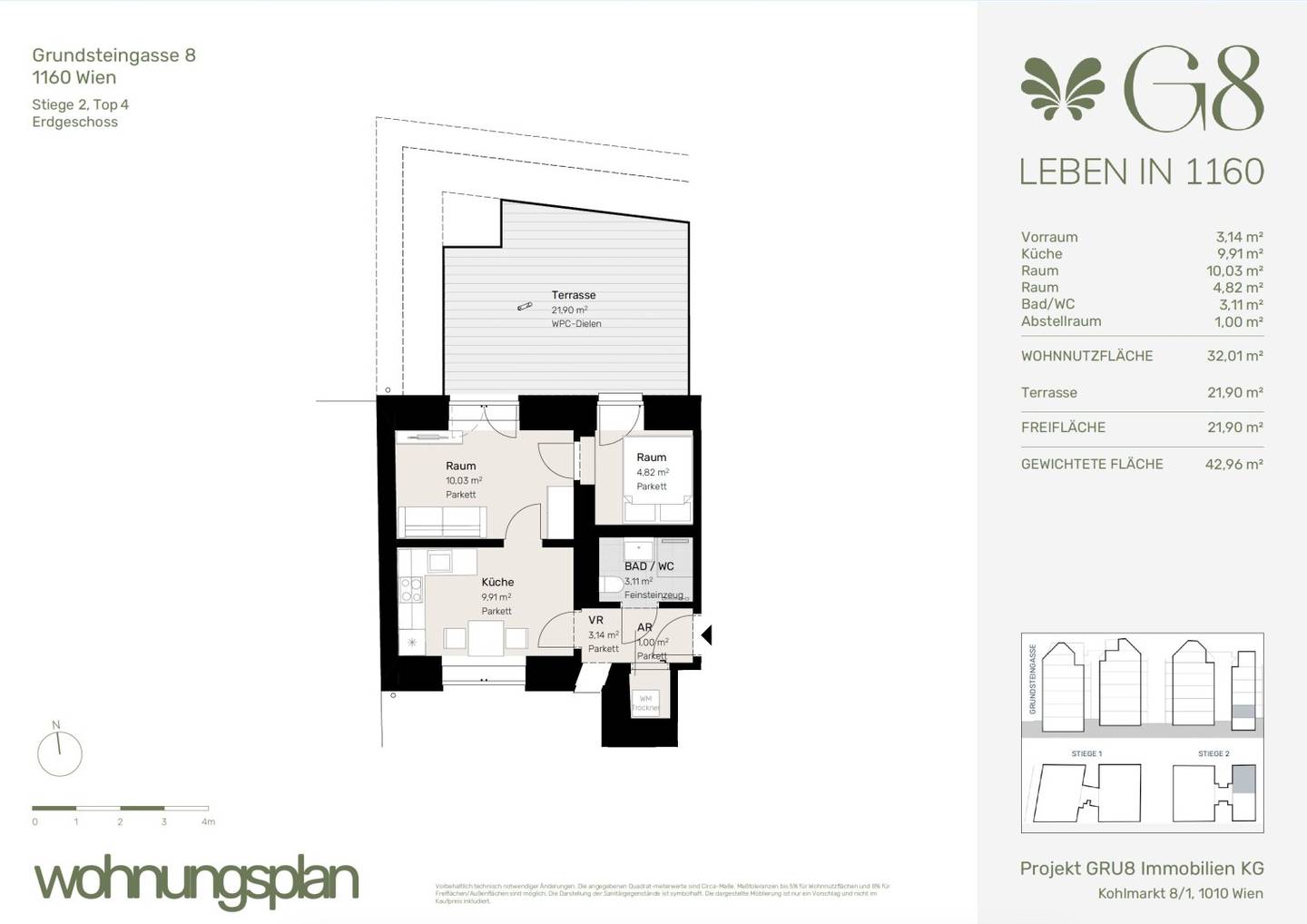 Ground floor Altbau apartment with terrace near Brunnenmarkt