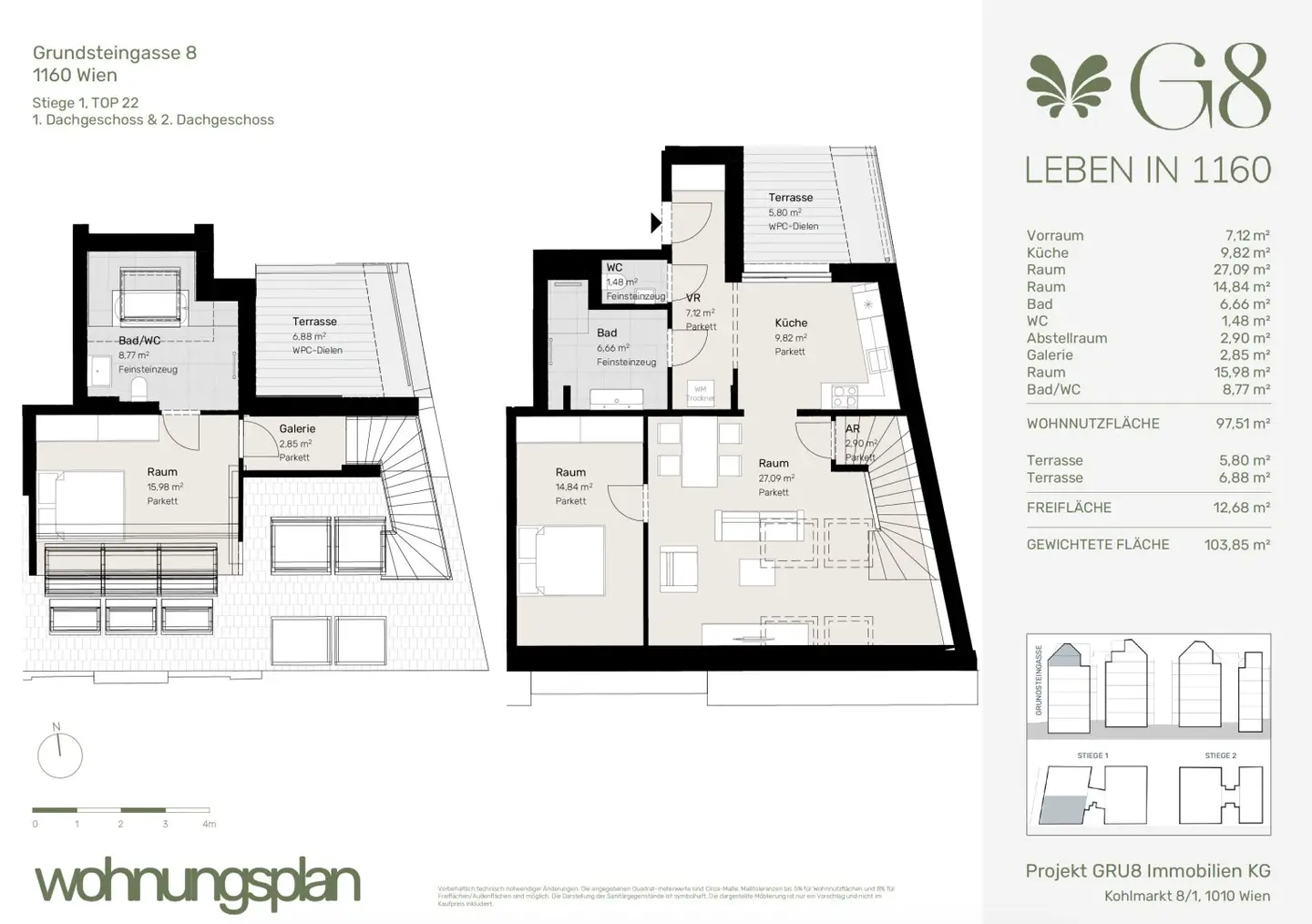 Top floor apartment first occupancy two terraces