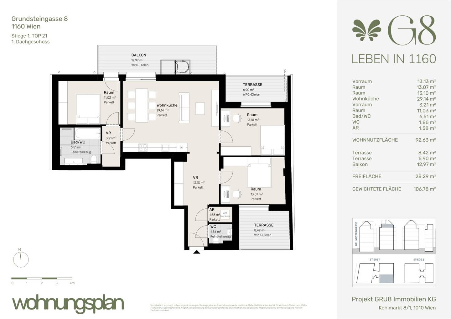 Dachgeschosswohnung lichtdurchflutet Balkon