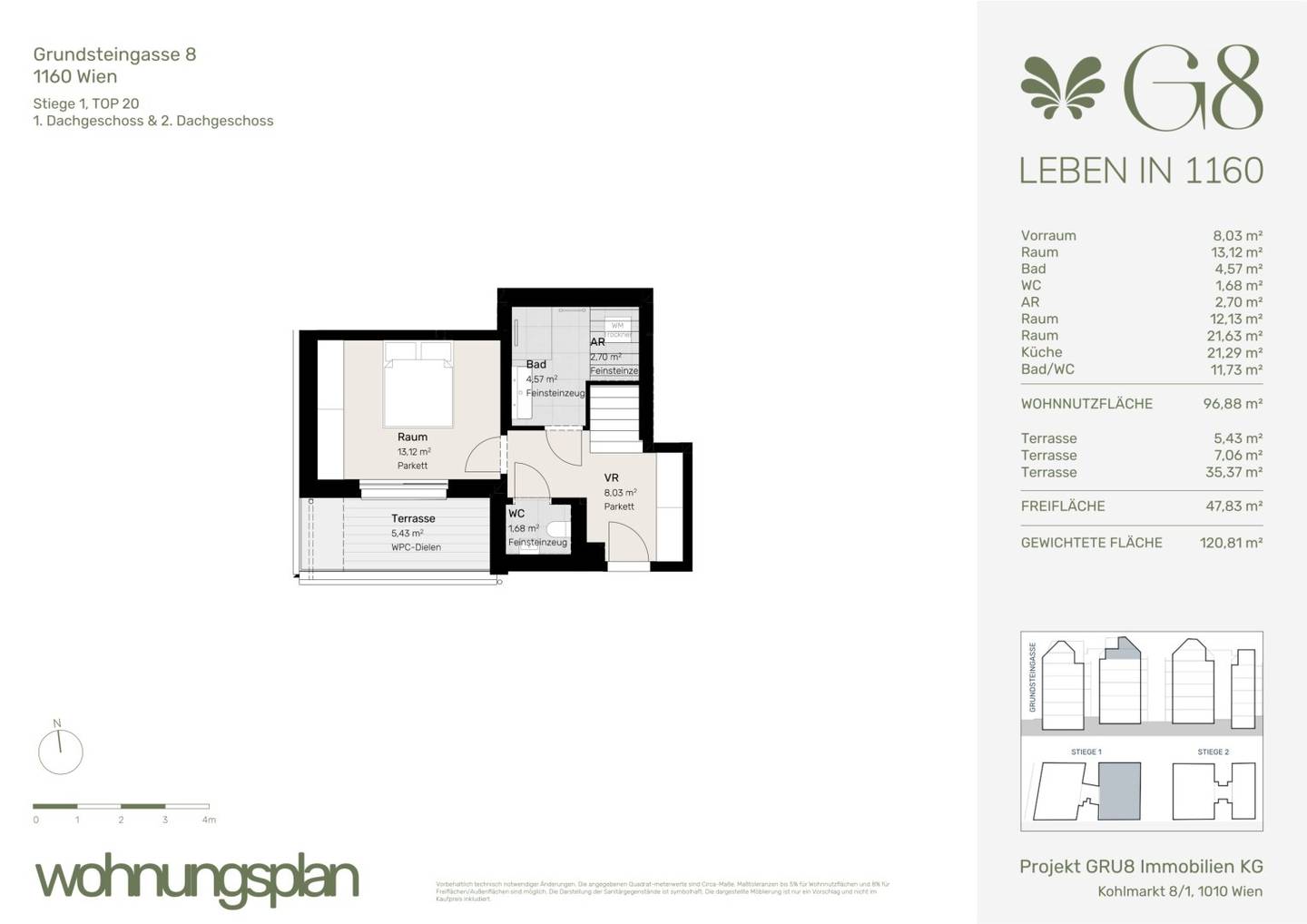 Attic apartment near Brunnenmarkt with terraces