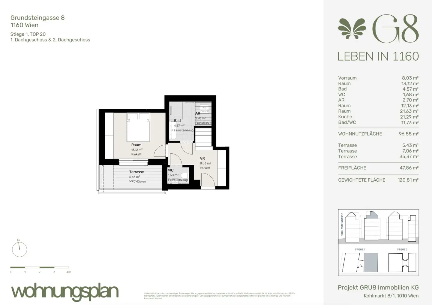 Attic apartment near Brunnenmarkt with terraces