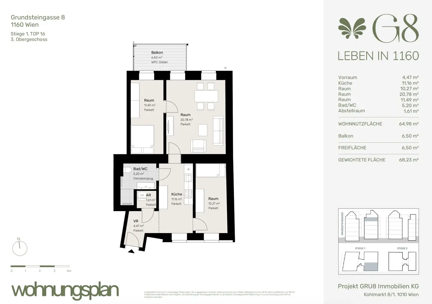 Apartment in quiet location with balcony near Brunnenmarkt