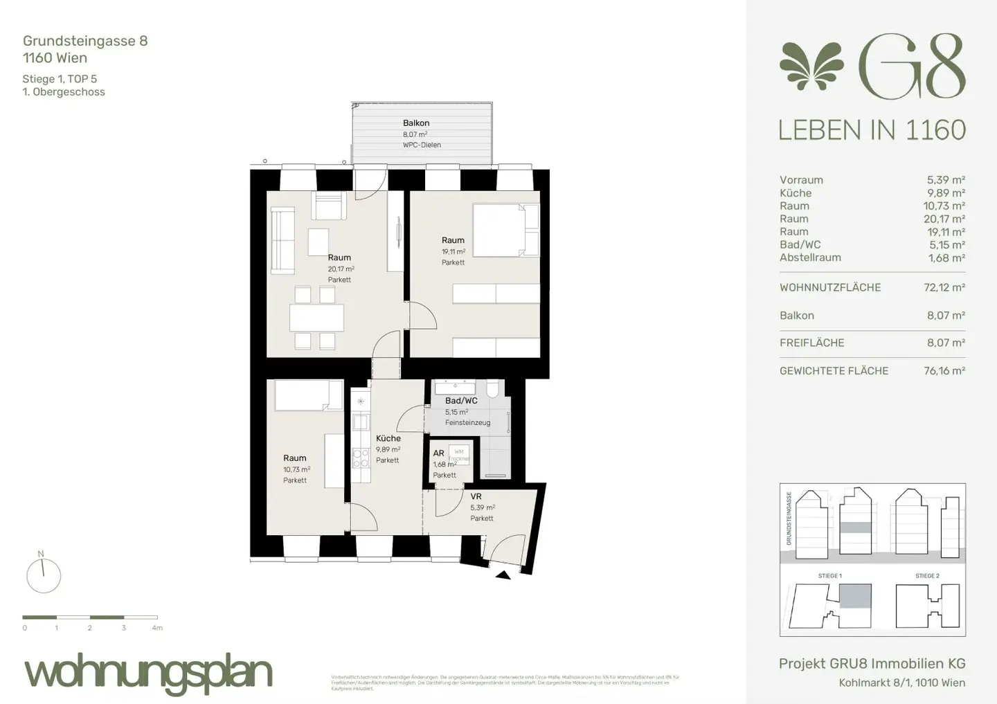 Old building apartment near Brunnenmarkt with pellet heating