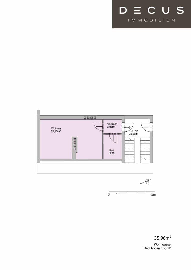 Great small apartment approx. 35 m² with view into greenery 4th floor attic