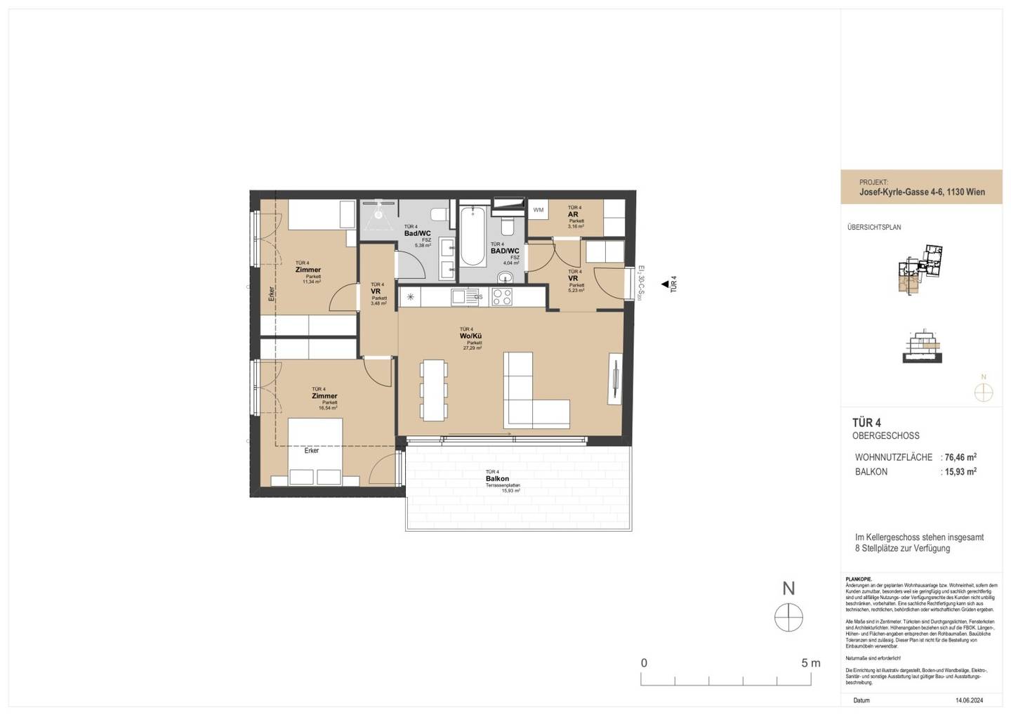 New build apartment with balcony in green location