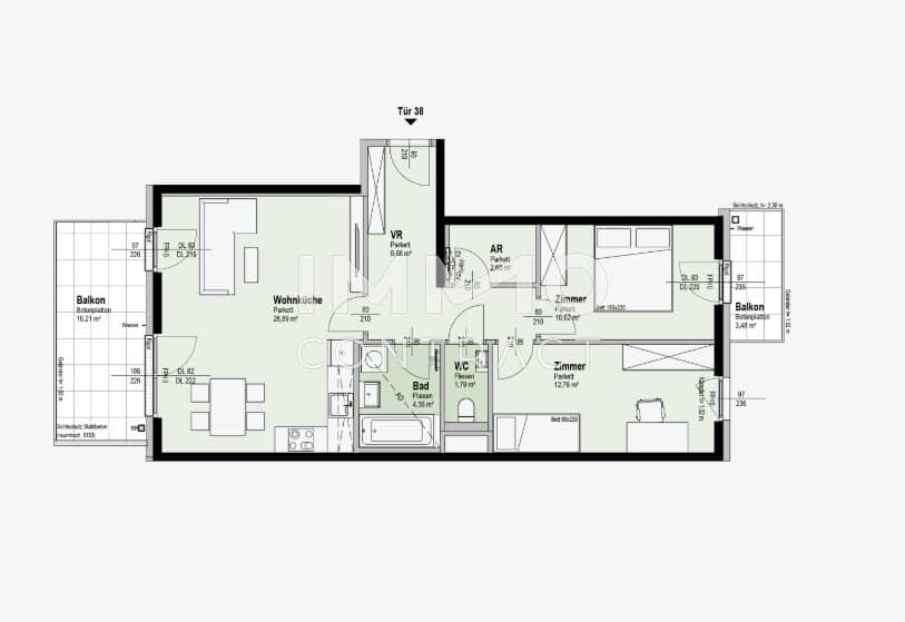 Attic apartment near the Old Danube with balcony