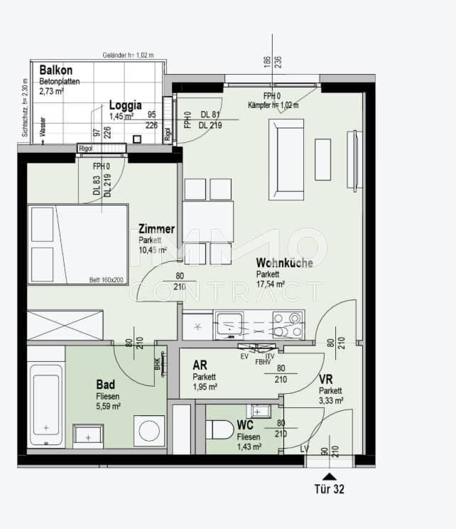 Apartment near the Old Danube newly built