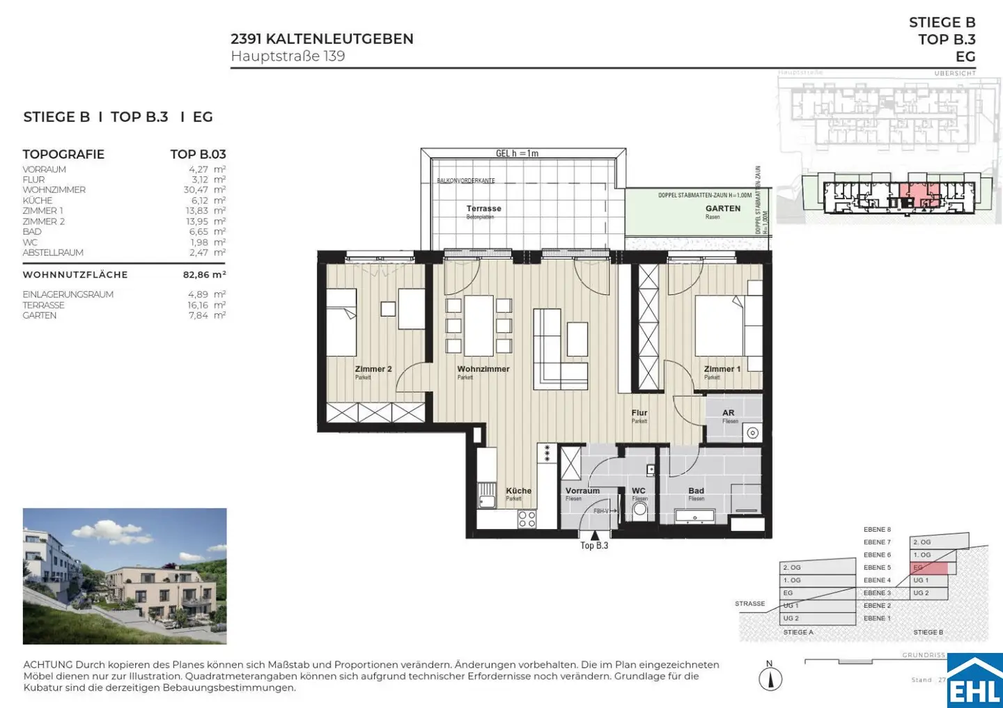 First occupancy apartment with terrace and garden