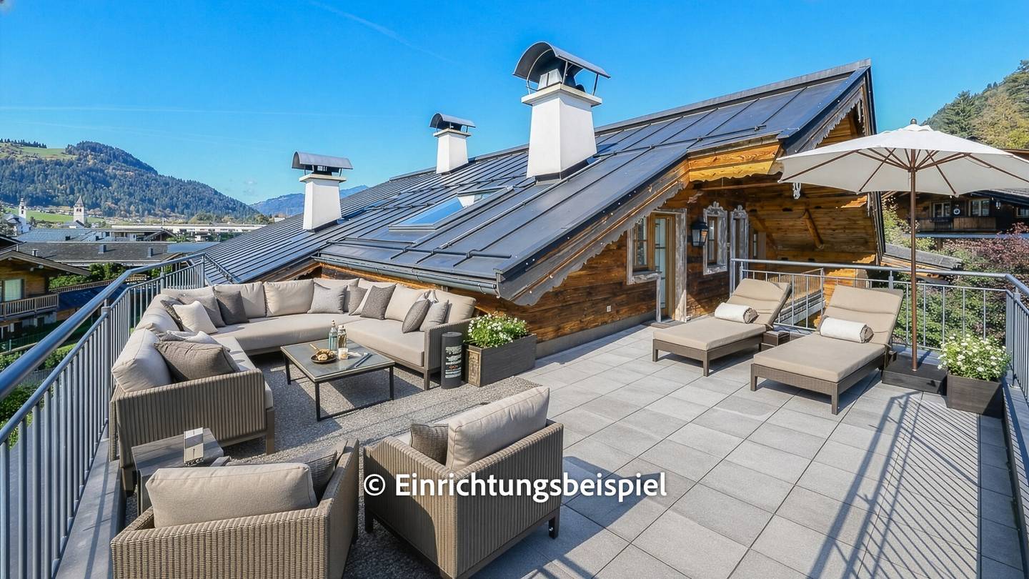 Dachgeschosswohnung Blick über Kitzbühel Terrasse
