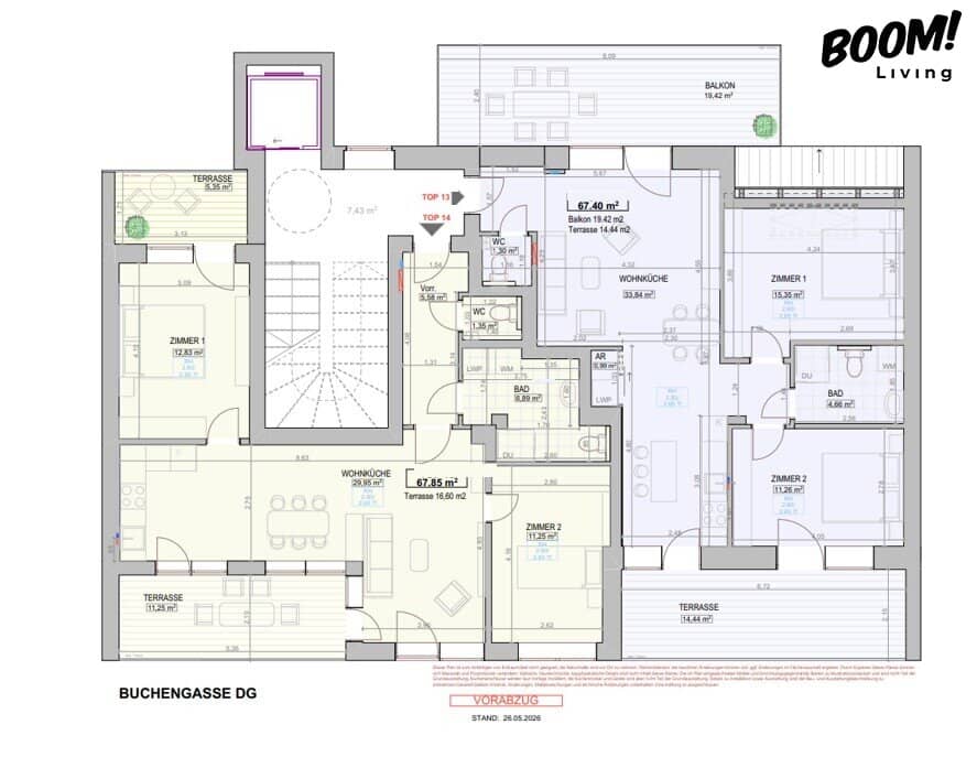 Penthouse apartment with balcony and panoramic view