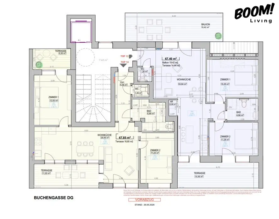 Dachgeschosswohnung mit Balkon und Panoramablick