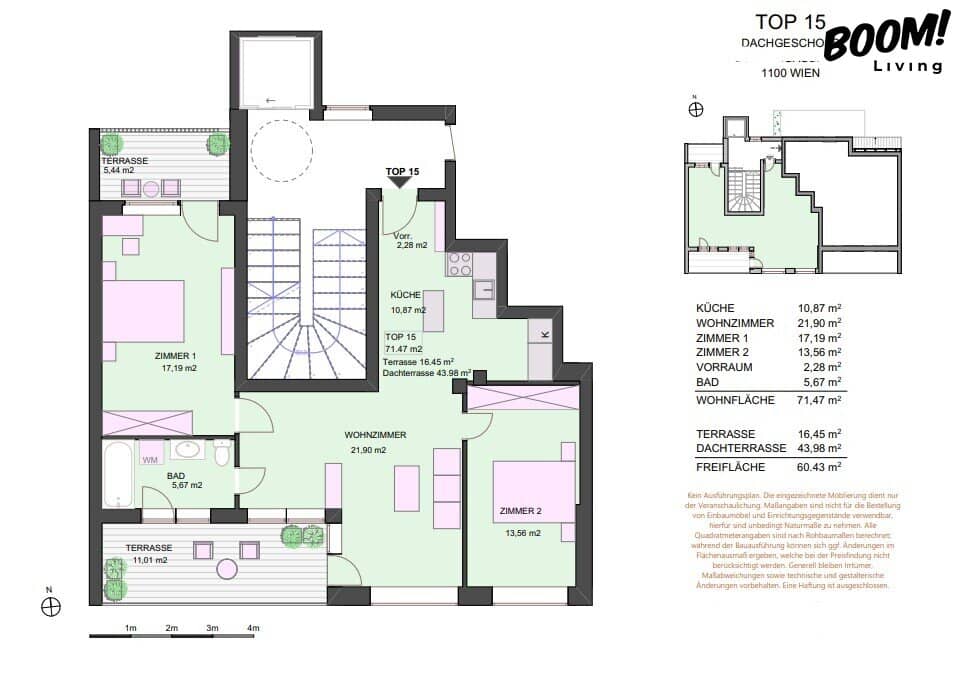 Dachgeschosswohnung 360 Grad Blick Wien Terrassen