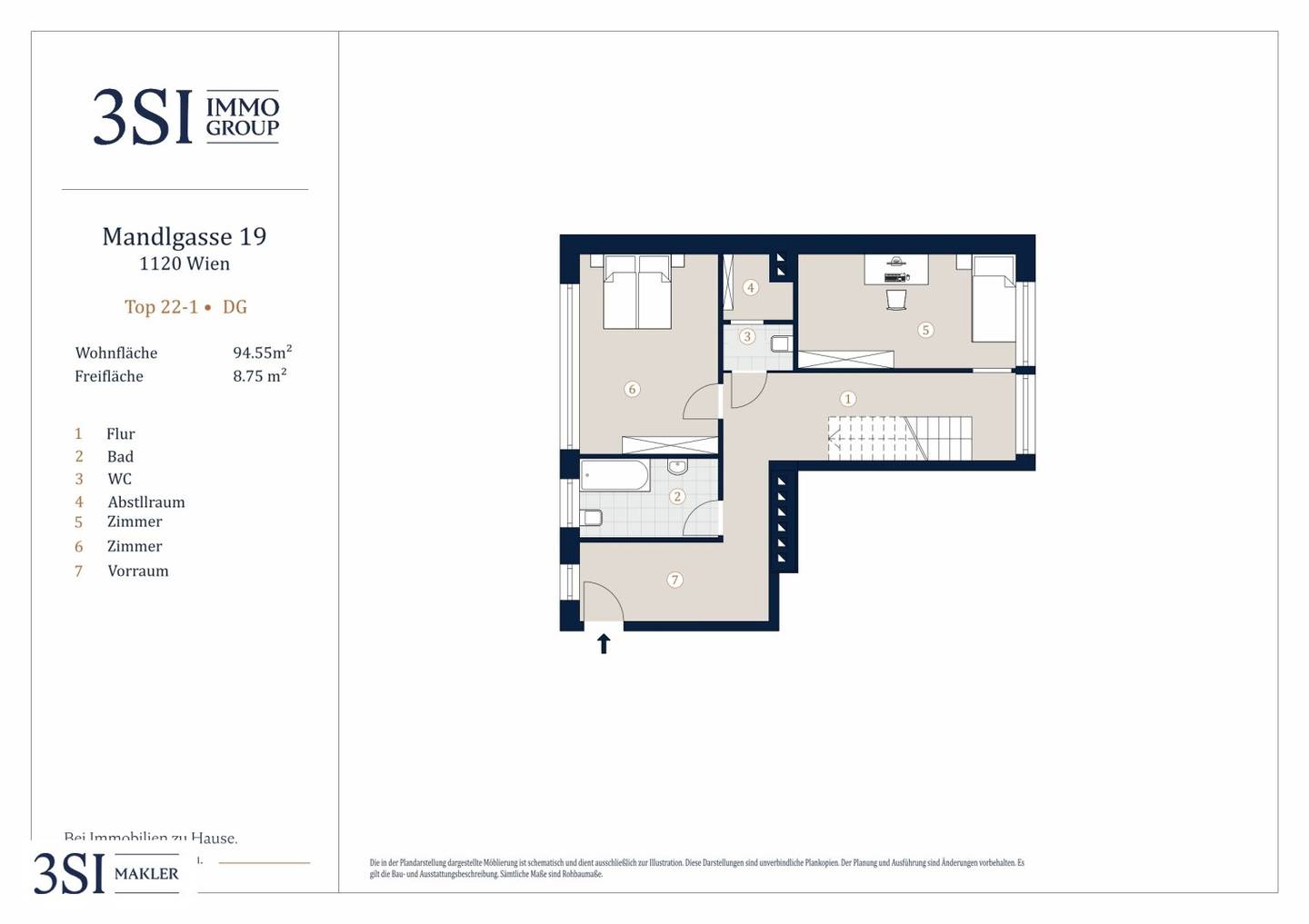 Attic duplex apartment with terrace and fitted kitchen