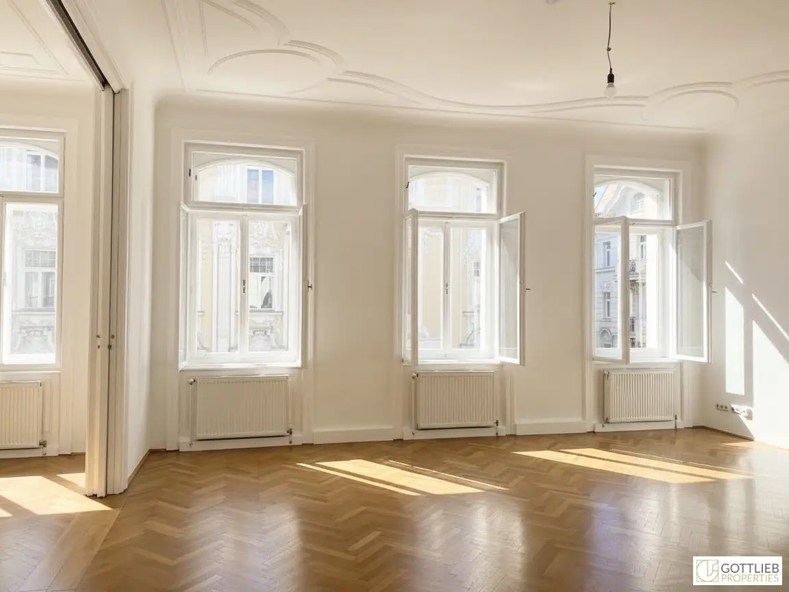 Open-ended in the Diplomatic Quarter! Representative 5-room period office with two small balconies at Arenbergpark