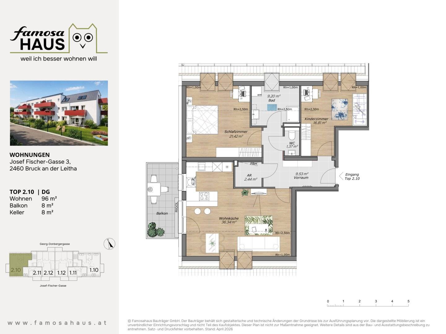 Dachgeschosswohnung mit Balkon und 2 Parkplaetzen