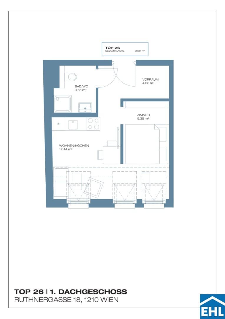 New build apartment with balcony near Siemens City