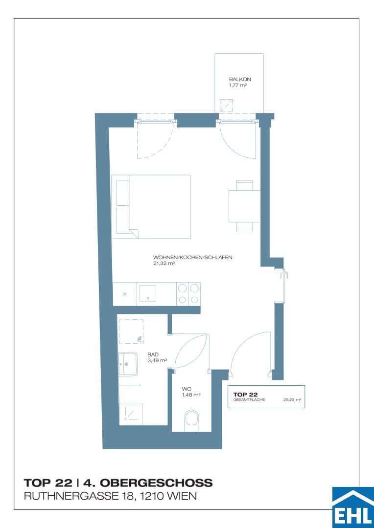 Apartment new build investment with balcony