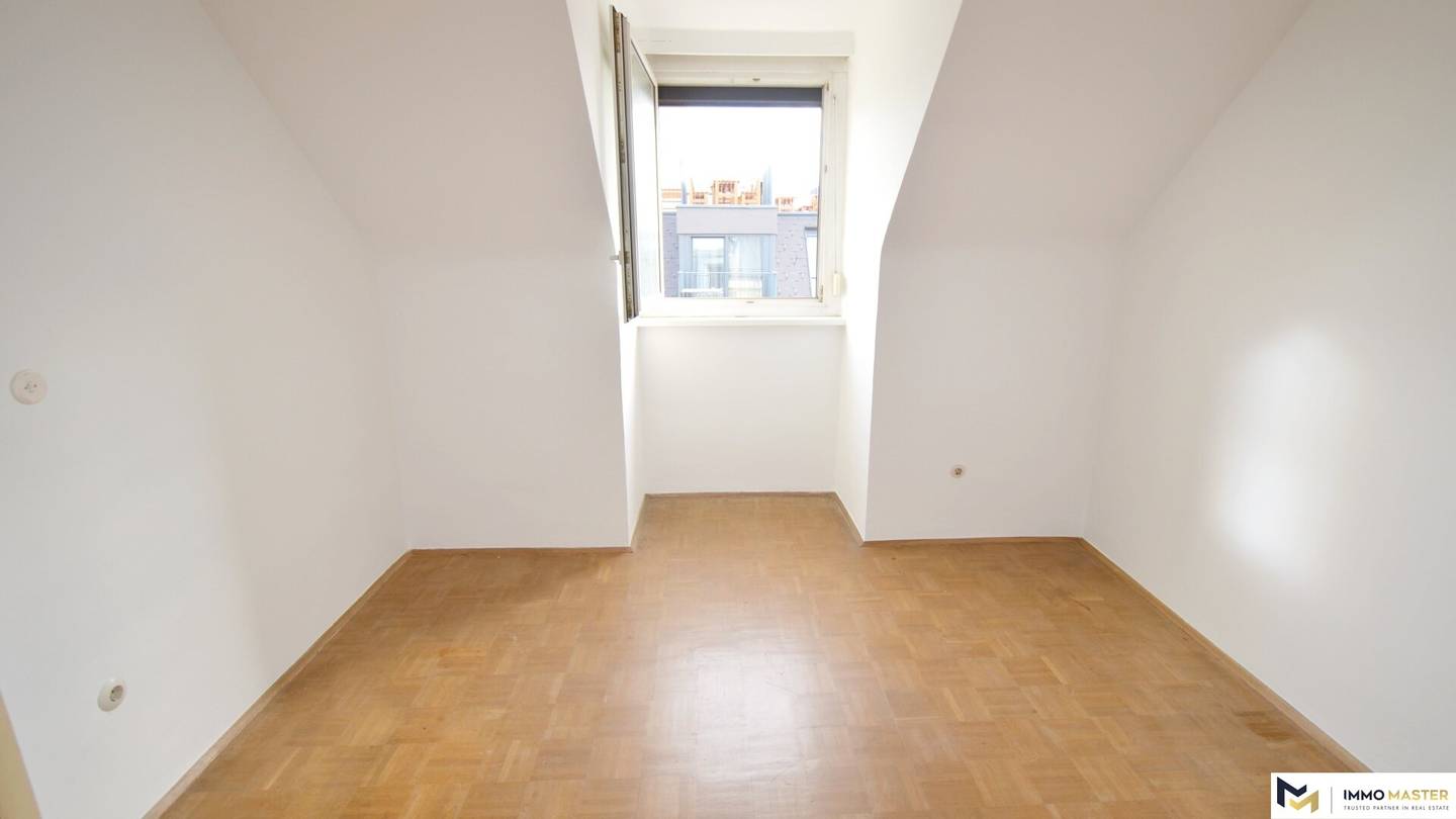 Apartment with city view and fireplace in attic