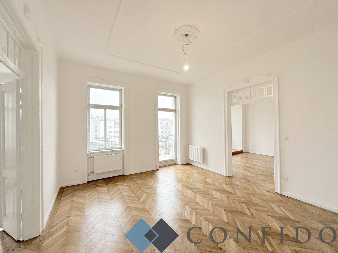Old building apartment with veranda and balcony
