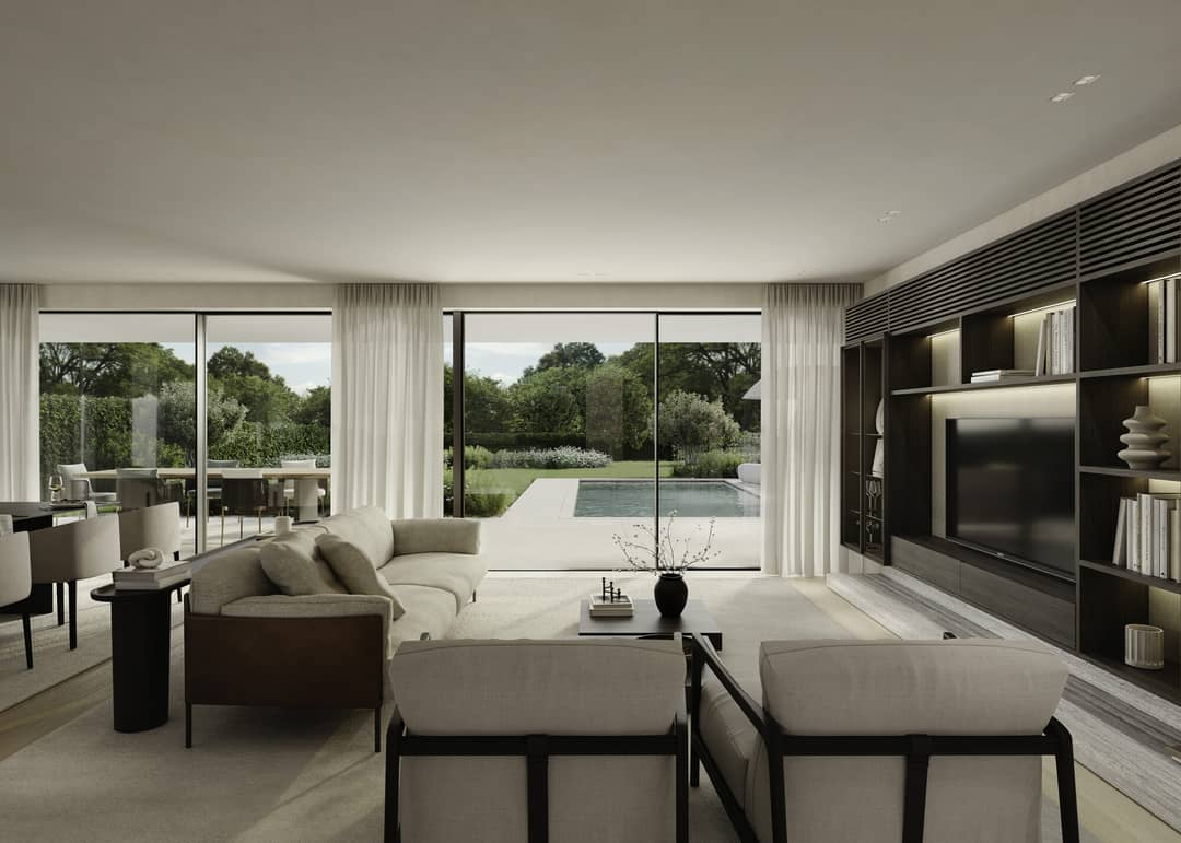 Apartment with private garden and pool in hillside location