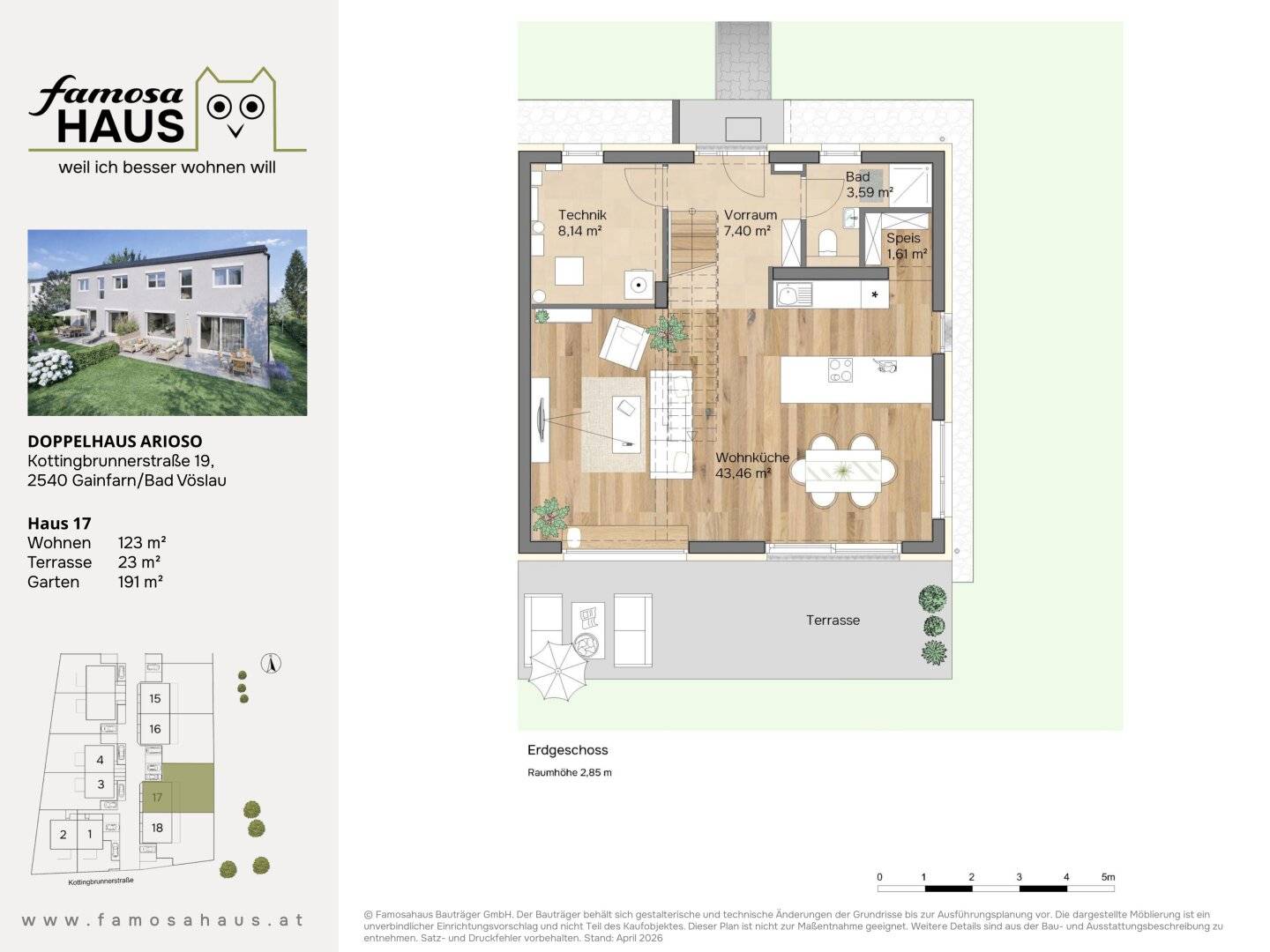 Doppelhaushälfte Bad Vöslau 121m² Garten