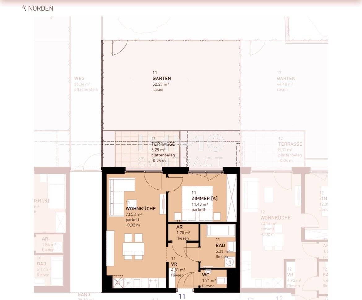 Apartment with garden and terrace first occupancy